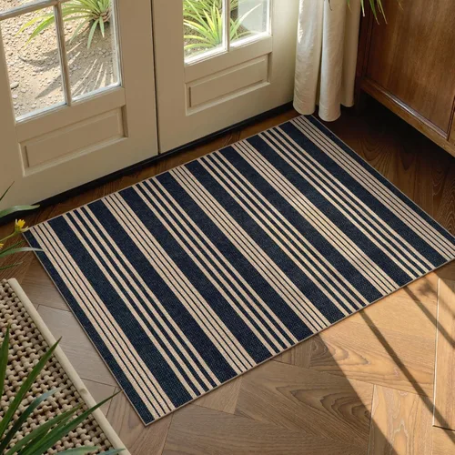 Miniatura 25 de Lahome Alfombra de yute a rayas fácil para patio al aire libre, alfombras lavables de 3 x 5 pies para entrada, porche, casa de campo, alfombra