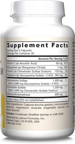 Miniatura 9 de Sumplemento Jarrow Formulas glucosamina, condroitina y MSM, GCM120, 1, 1