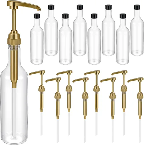 Miniatura 11 de Maxdot 2 piezas botellas de jarabe de 25 oz con bomba, botellas de cuello largo, dispensador de bomba de jarabe de plástico para accesorios de bar