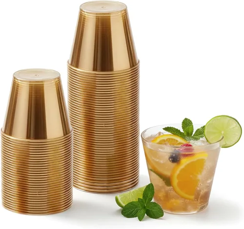 Miniatura 13 de Minatee 100 vasos de plástico desechables de lujo, vasos de cóctel de vino resistentes para graduaciones, bodas y fiestas de cumpleaños, vasos