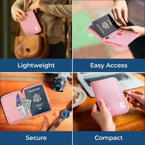 Miniatura 5 de Zero Grid Cartera para pasaporte - Soporte para documentos de viaje con bloqueo RFID
