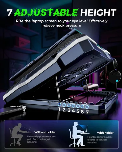 Miniatura 5 de Almohadilla de refrigeración ChillCore RGB para laptop de juegos con ventilador turbo de 5.5", enfriamiento rápido para laptops de 15.6-19.3