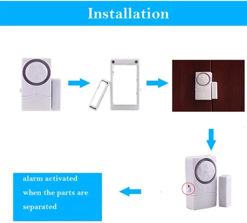 Miniatura 6 de Alarma antirrobo inalámbrica de seguridad para el hogar, sensor magnético, alarma de ventana de puerta, súper fuerte 110 dB, alarma de puerta