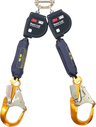 Miniatura 2 de 3M DBI-SALA Nano-Lok XL Línea de vida autorretráctil de doble pierna, conexión rápida 3100613, red, gancho de aluminio para barras de refuerzo, 9