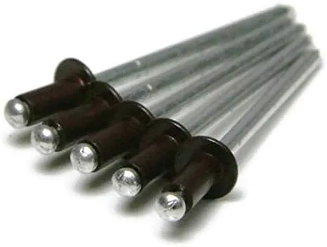 Remaches para reventar marrones de 1/8 de diámetro, todos los remaches ciegos pintados de aluminio, 4-2, 1/8 pulgadas x 1/8 pulgadas de agarre QTY