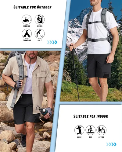 Miniatura 5 de MAGNIVIT Pantalones cortos de senderismo para hombre, de secado rápido, pantalones cortos de carga tácticos, repelentes al agua, pantalones cortos