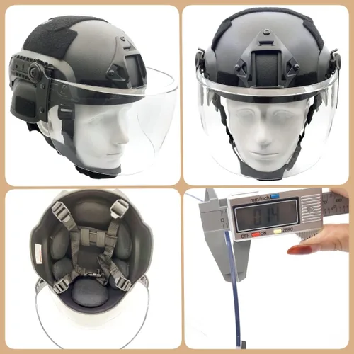 Miniatura 5 de Casco táctico ACH Airsoft con visera transparente de cara completa, protector protector MICH 2000 modo para paintball al aire libre CS Wargame Negro