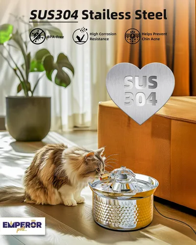 Miniatura 5 de Bomba de repuesto para fuente de agua para gatos Fuente de agua para gatos de acero inoxidable de 108 oz/3.2 L para gatos en el interior, fuente