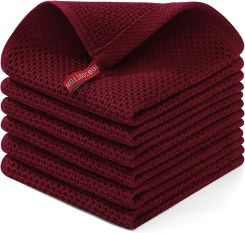 Miniatura 175 de Homaxy Paños de cocina de 100% algodón con tejido de gofre, ultra suaves, absorbentes, de secado rápido, 12 x 12 pulgadas, paquete de 6, amarillo
