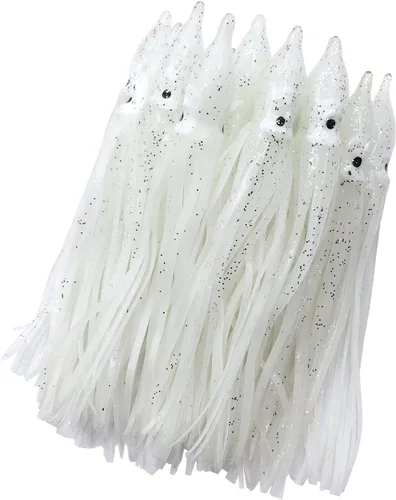 Miniatura 8 de Hoochie - Faldas de pulpo, señuelos de pesca con aparejos de pesca de plástico suave, faldas de calamar luminosas, señuelos de agua salada/cebo, 1.9