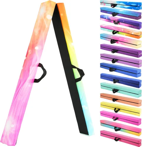 Miniatura 12 de FC FUNCHEER - Viga de equilibrio plegable, viga de suelo para gimnasia, equipo de gimnasia para niños, base de madera, fondo antideslizante y bolsa