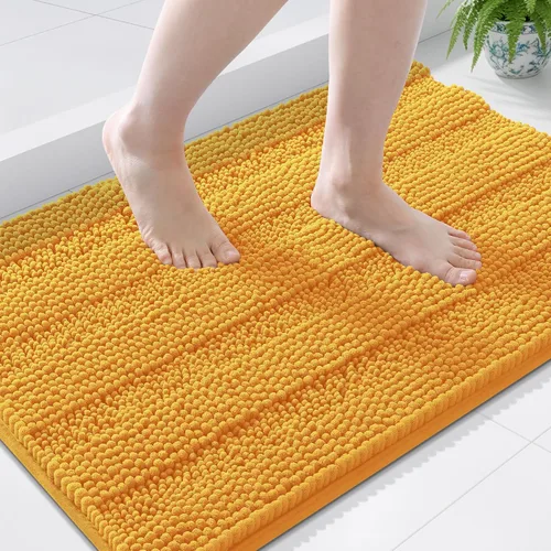 Miniatura 154 de Grandaily Alfombras de baño de felpilla a rayas de 24 x 16 pulgadas, extra gruesas y suaves, absorbentes, parte trasera de goma, alfombra de ducha