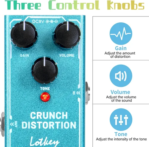 Miniatura 2 de Crunch Distortion Guitar Pedal, Lotkey Electric Effects Pedals Mini Single Type DC 9V True Bypass