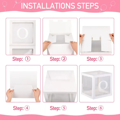 Miniatura 4 de Decoraciones de Primer Cumpleaños Para Niño o Niña, 3 Piezas Cajas de Globos ONE Para 1er Cumpleaños, Bloques Transparentes Para Bebé Decoración