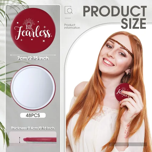 Miniatura 2 de Hoolerry 48 piezas de regalos de agradecimiento a los empleados para mujeres, espejo pequeño y compacto inspirador rojo a granel de 2.8 pulgadas