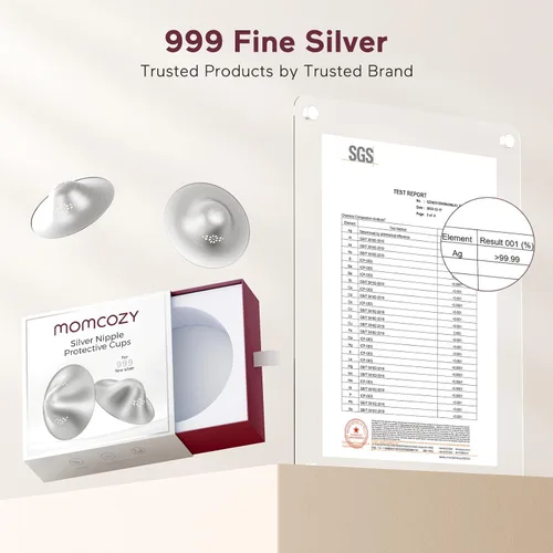 Miniatura 4 de Momcozy Copas de lactancia de plata 999, diseño original perforado transpirable, cubierta de pezón de plata 999 para lactancia materna, protector