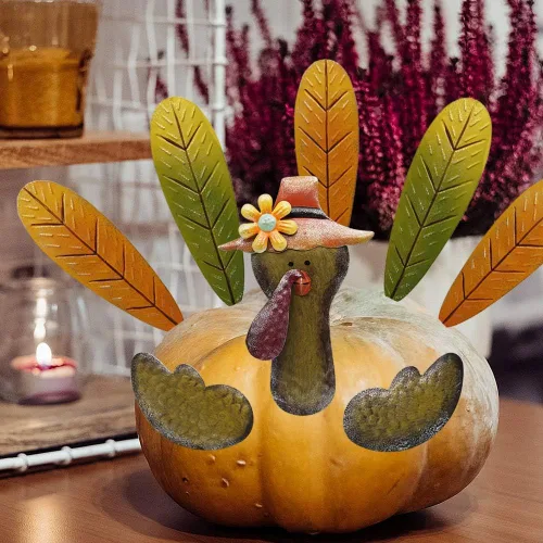 Miniatura 6 de FORUP Kit de fabricación de pavos de calabaza de Acción de Gracias, kit de decoración de pavo para otoño, cosecha de otoño, decoración de temporada