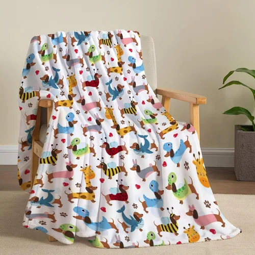 Miniatura 3 de Linda manta de franela de perro salchicha para niños, adultos, adecuada para sofá, cama, campamento, viajes, todas las estaciones, 30 x 40 pulgadas