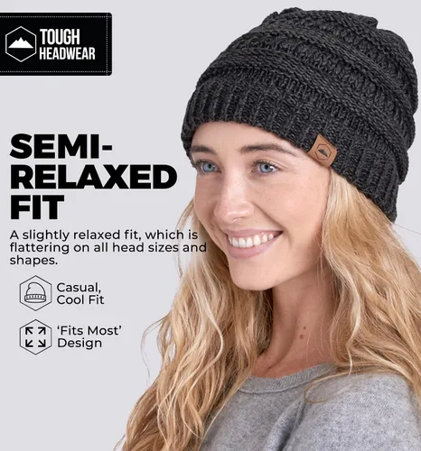 Miniatura 72 de Gorro de punto para mujer, cálido y suave, elástico, para clima frío de Tough Headwear