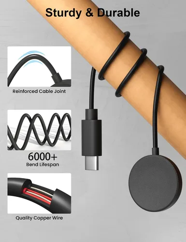 Miniatura 3 de Cargador USB C compatible con Samsung Galaxy Watch 7/Ultra/FE/ 6/6 Classic/5/5 Pro/4/4 Classic/3/Active 2/Cable de carga activo tipo C