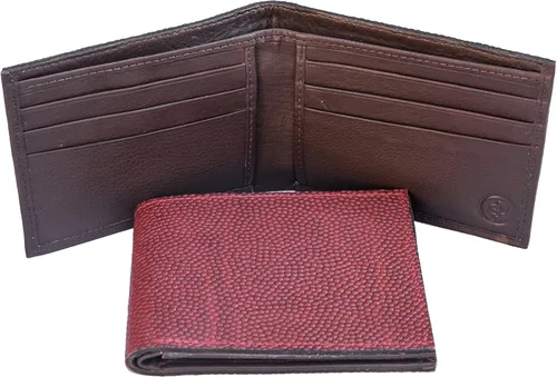 Miniatura 2 de Cartera deportiva de cuero genuino de fútbol para hombre, Rojo -, Billetera plegable