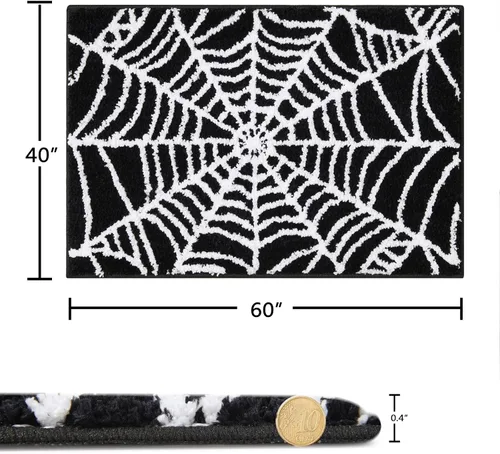 Miniatura 2 de Estmy Tapete de baño gótico negro con telaraña, espeluznante, antideslizante, lavable, de 16 x 24 pulgadas, divertido, vintage, para baño