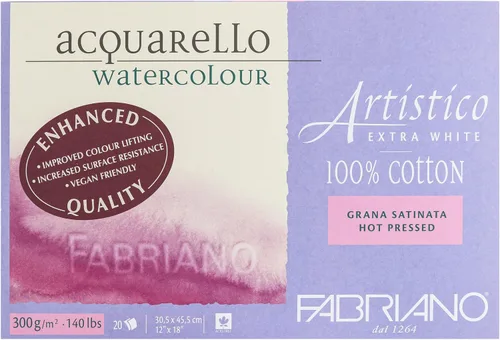 Miniatura 2 de Honsell Fabriano Artistico - Bloque de acuarela extra blanco, 140 lb./300 GSM, prensa caliente, 25 hojas, 5 x 7 pulgadas, 4.9 x 7.1 in