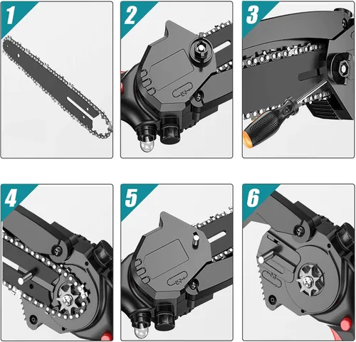 Miniatura 3 de Cadena de motosierra de 6 pulgadas, 5 piezas de cadenas de repuesto para mini motosierras eléctricas portátiles inalámbricas de casi 6 pulgadas