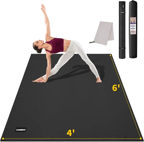 CAMBIVO Esterilla de yoga para mujeres y hombres, esterilla de ejercicio extra larga y ancha (72"x48"/84"x30"), esterilla de entrenamiento grande