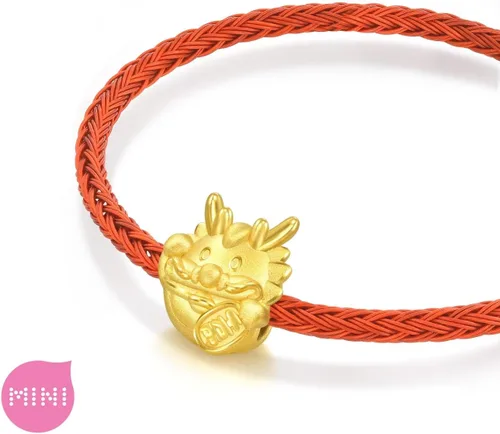 Miniatura 4 de CHOW SANG SANG 999 24K oro sólido mini encanto Maneki Usagi Dragon Charm pulsera para mujer 94301C, Metal