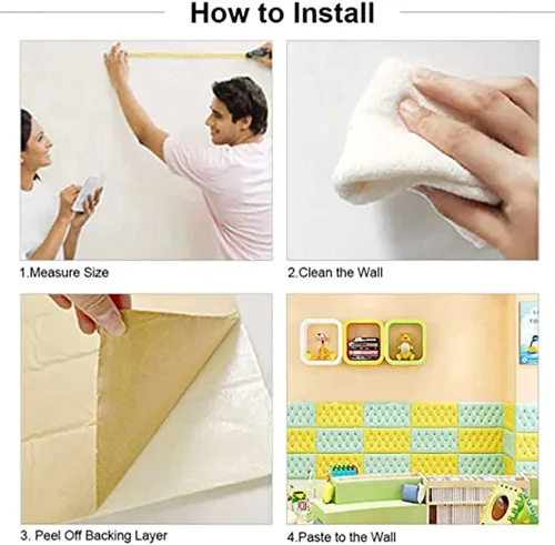 Miniatura 5 de Cabecera autoadhesiva, calcomanías de pared anticolisión 3D, paneles de pared tapizados, cabecera montada en la pared, paneles de pared Azul