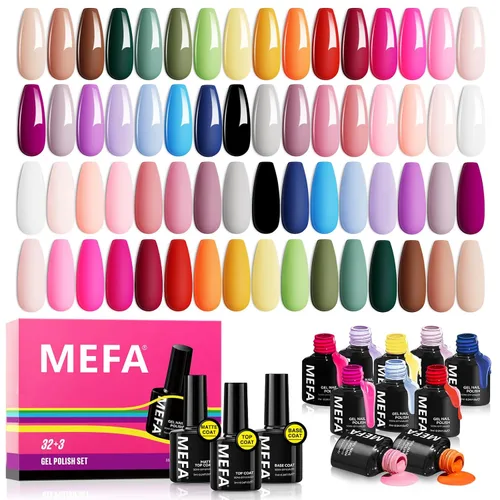 Miniatura 13 de MEFA Juego de 2 piezas de 15 ml de esmalte de uñas de gel, capa superior y base, esmalte de uñas de gel sin necesidad de limpieza, efecto de brillo