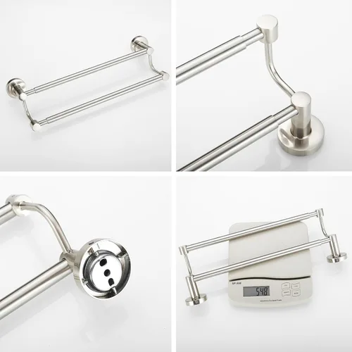 Miniatura 4 de BESy Toallero de baño doble ajustable de 16 a 26 pulgadas para baño, soporte de toalla de acero inoxidable SUS304, soporte de pared estilo hotel