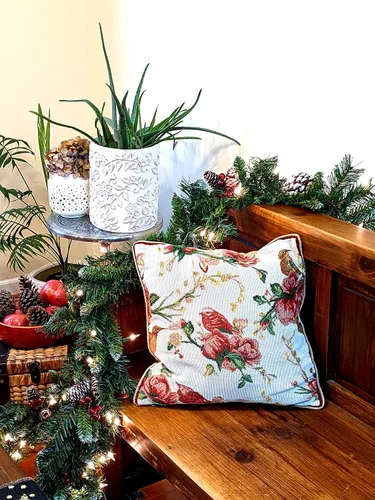 Miniatura 6 de Tache 6250-CC - Funda de cojín tejida para cojín festivo con diseño floral de Navidad, diseño floral, color rojo, 1 pieza de 16 x 16 pulgadas