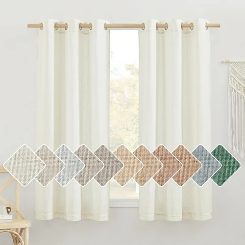 Miniatura 164 de NICETOWN Cortinas de lino natural con textura de lino para dormitorio, mezcla de lino rústica con ojales en la parte superior, semitransparentes