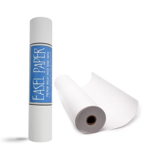 Rollo de papel de caballete de arte blanco (paquete de 2, 18 pulgadas por 75 pies), 100 papel reciclable sin amarillamiento para soporte de tablón