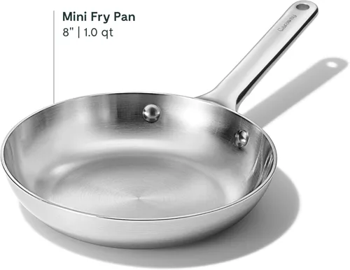 Miniatura 3 de Caraway - Sartén Mini de Acero Inoxidable - Sartén de Freír de Acero Inoxidable de 8 Pulgadas – Apto para Horno y Compatible con Todas las Estufas