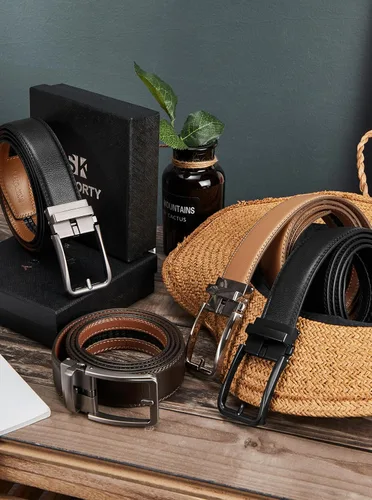 Miniatura 6 de Cinturones de trinquete para hombre, de cuero, cómodo, ajustable, con hebilla deslizante, para hombre, casual, trabajo, jeans, caja de regalo