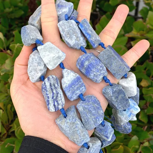 Miniatura 34 de Adabele - 2 hebras de piedras preciosas curativas de cuarzo de amatista natural en bruto morado oscuro, cuentas sueltas perforadas, pepita grande