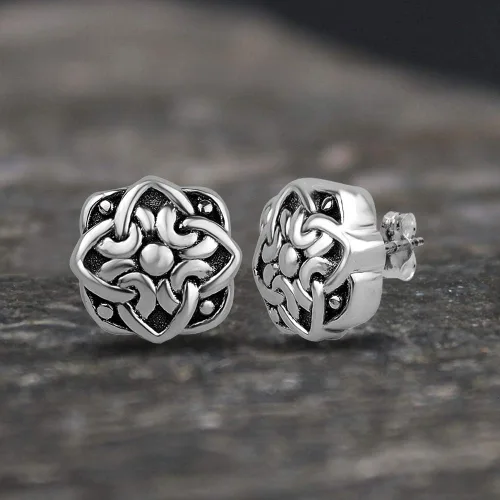 Miniatura 6 de LeCalla Aretes de tuerca de plata de ley 925, ligeros, de dos tonos, de filigrana antigua, para mujer, regalos para el día de San Valentín para ella