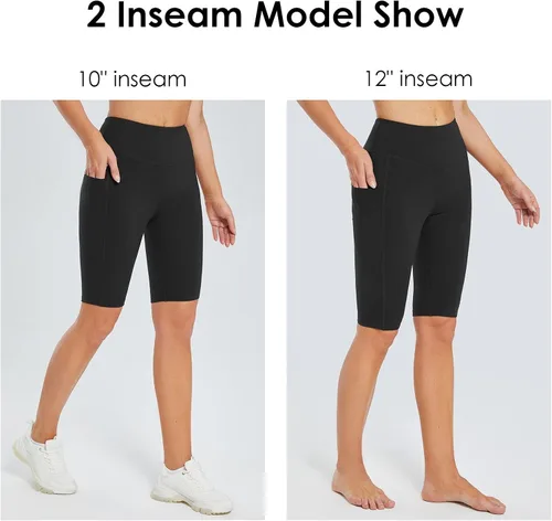 Miniatura 4 de BALEAF Women's Long Biker Yoga Compression Shorts High Waist Knee Length Spandex Workout Shorts with Pockets Soft