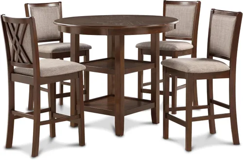 Miniatura 15 de New Classic Furniture Amy - Juego de mesa de comedor de 5 piezas, color beige y marrón