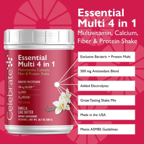Miniatura 2 de Celebrate Vitamins Multivitamínico bariátrico 4 en 1 con batido de proteína de citrato de calcio, 500 mg de calcio, para cirugía post bariátrica