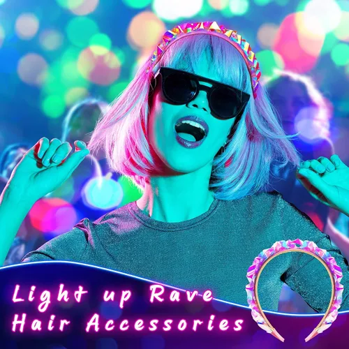 Miniatura 3 de Tigeen Light up Headband LED Glow Headbands Glow in The Dark Headband LED Hair Accessories for Wedding Party Favor