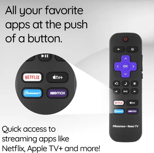 Miniatura 3 de Control remoto original apto para Hisense Roku Smart TV con Netflix, Apple TV, Paramount y accesos directos HBOmax