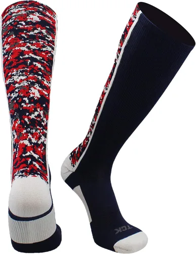 TCK Calcetines de béisbol para jóvenes, niños u hombres, con diseño de camuflaje digital y longitud hasta por encima de la pantorrilla