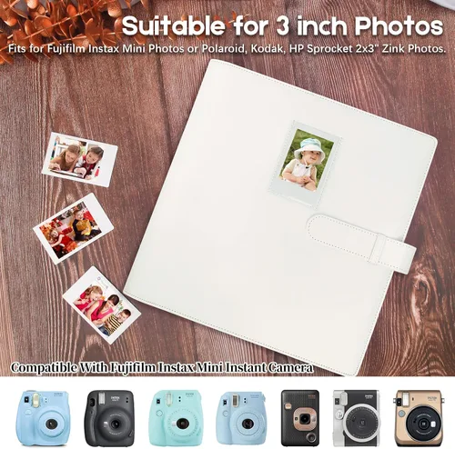 Miniatura 5 de Veicevol Álbum de fotos de 640 bolsillos para cámara Fujifilm Instax Mini, cubierta de cuero, álbum de fotos para cámara instantánea Instax Mini 12