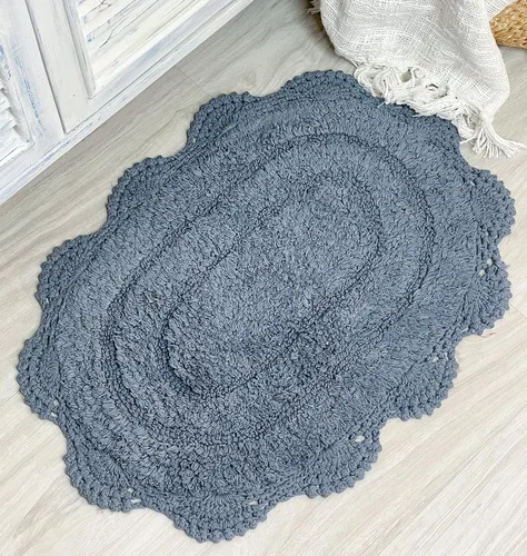 Miniatura 9 de Chardin home Alfombra de baño de ganchillo beige, alfombra de baño ovalada 100% algodón con borde de ganchillo artesanal hecho a mano, alfombra