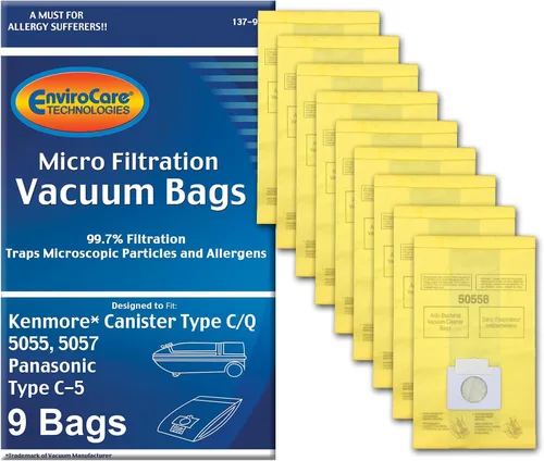 Bolsas de aspiradora de repuesto EnviroCare hechas para encajar en recipientes Kenmore tipo C o Q 50555, 50558, 50557 y aspiradoras Panasonic tipo