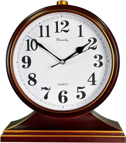 Miniatura 7 de Reloj de escritorio, reloj de escritorio retro, reloj de escritorio de 10 pulgadas, silencioso y sin tictac, reloj decorativo antiguo, fácil de leer